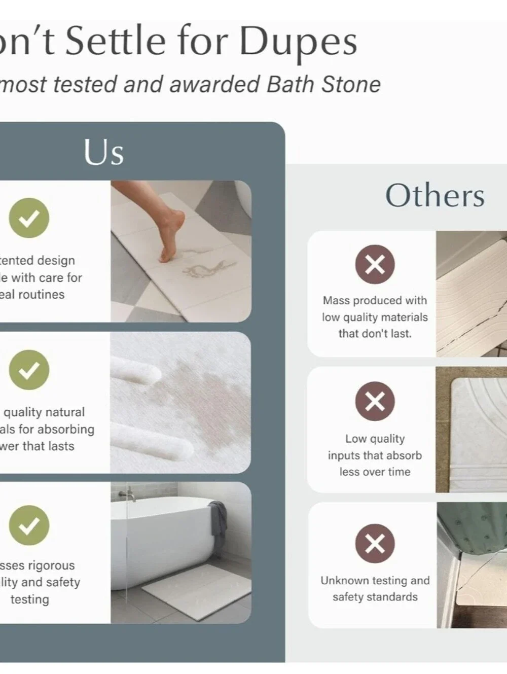 Dorai XL Home Stone Bath Mat - Premium Diatomaceous Earth Bath Floor Mats